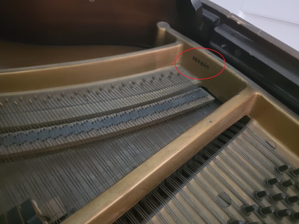 Monarch grand showing precise location of the serial number.