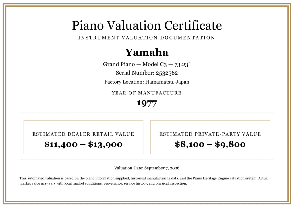 Sample Valuation Certificate