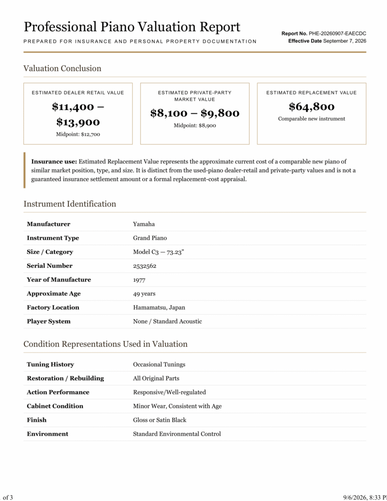 Sample Valuation Report, Page 1
